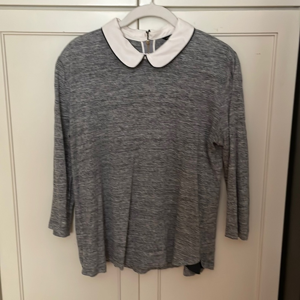 Ann Taylor, PeterPan collar, linen top, Large